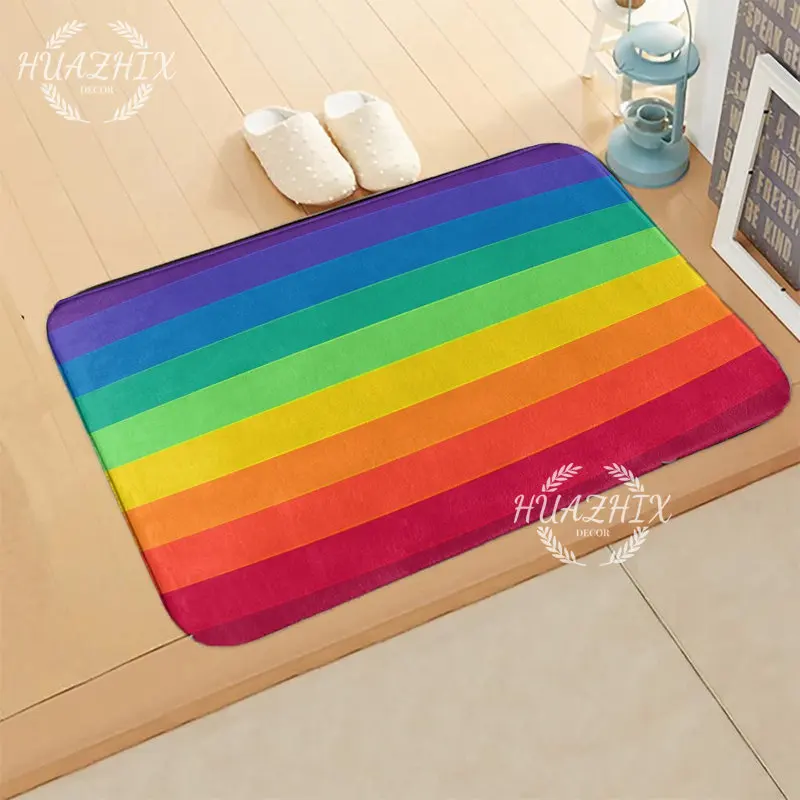 

Rainbow Pattern Carpet Doormat Entrance Bath Mat Colorful Kitchen Rug Flannel Trendy Soft Hallway Floor Modern Home Decoration