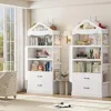 71" Tall Kids Bookcase, Kids Bookshelf with 2 Drawers, 4 Tier Large Book Shelves, Wood Display Standing Cabinet with Toy Storage 4