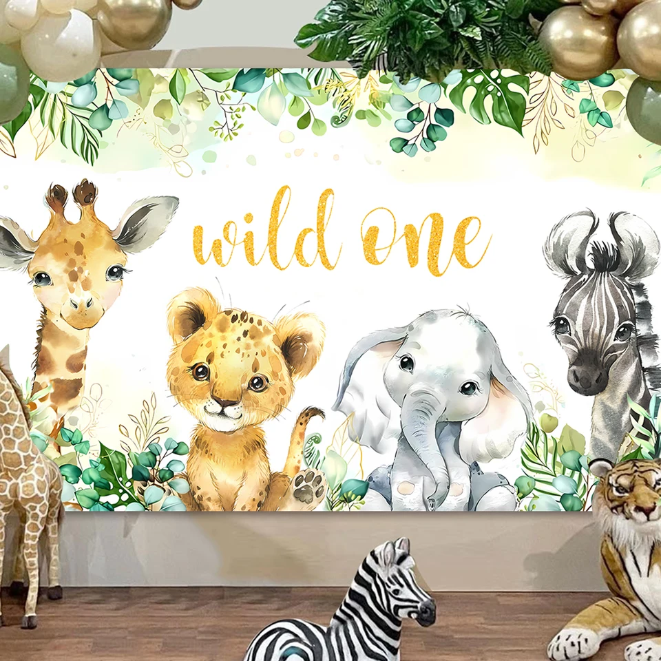 Safari Dschungel Hintergrund Vinyl – 2,1 X 1,5 M, Mit Wilden Tieren & Blättern, Für Kinderfotos, Geburtstag & Dekoration