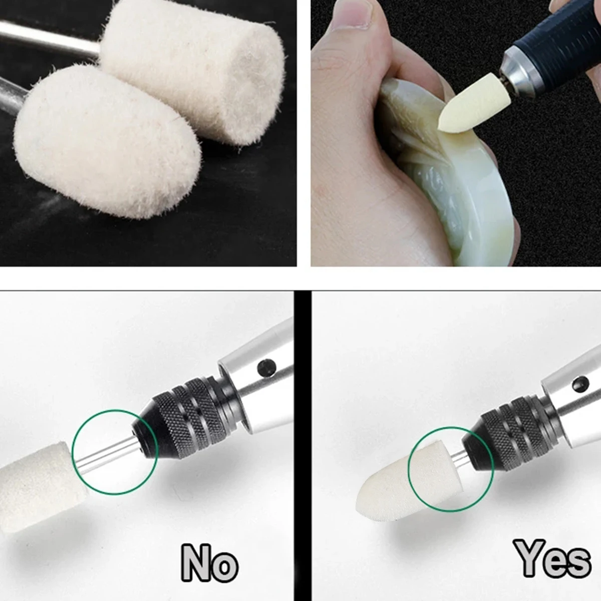Grinding Polishing Buffing Round Wheel Pad Wool Felt with 1/8" Shank Connecting Rod Rotary Tool Accessory for Wood Metal Jewelry