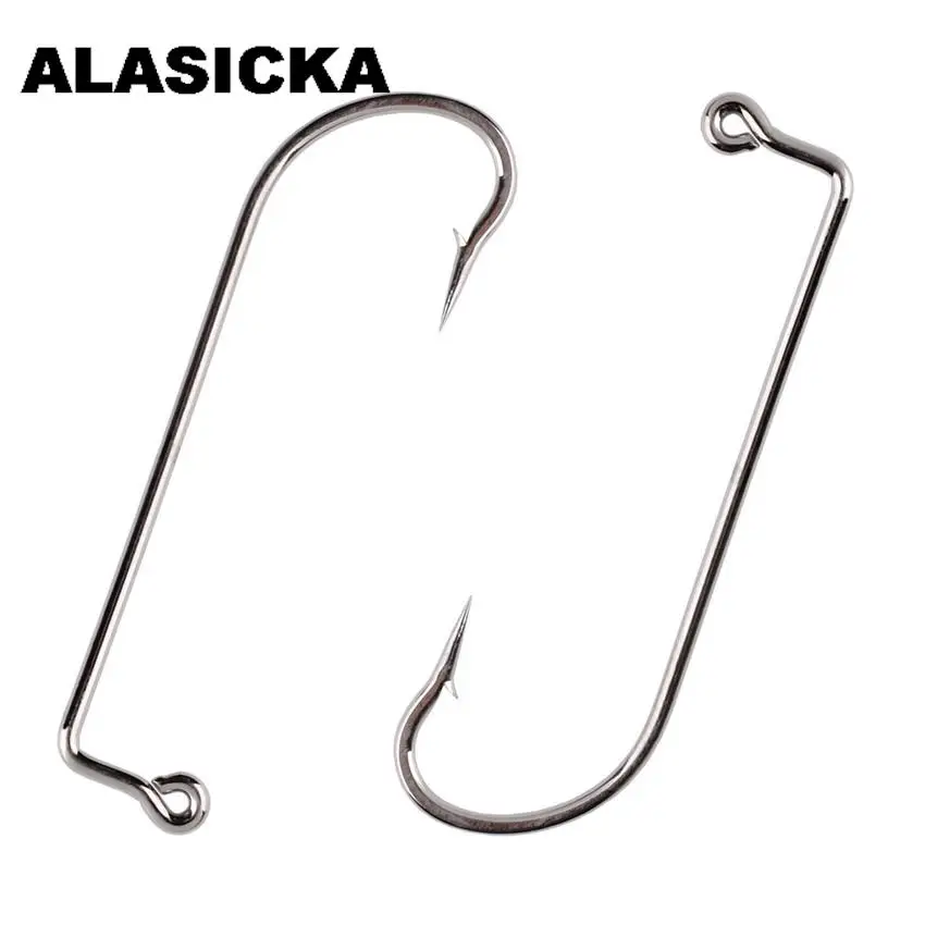 ALASICKA 100pcs 1-6# 1/0#-5/0# Hooks 90 Degree Jig Fishing Hook