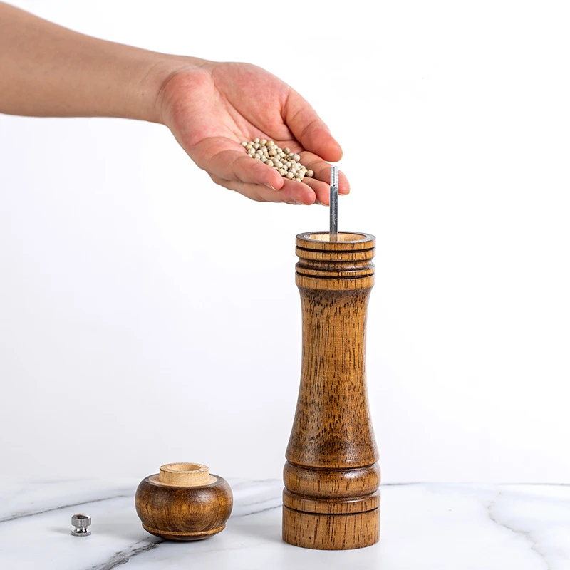 5/8/10 Inch Salt and Pepper Mills Solid Wood Spice Grain Grinder with Adjustable Ceramic Grinding Core Kitchen Tools Mills - Image 5