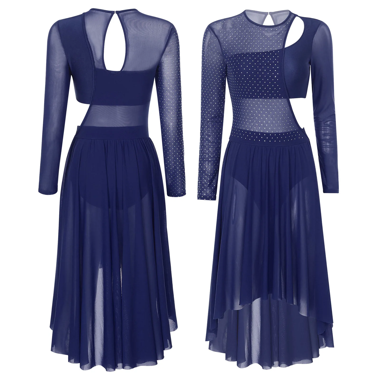 thumbnail image 1 of Vestido de baile lírico de Ballet brillante para mujer, trajes de danza contemporánea, vestido de salón, leotardo de gimnasia, disfraz de baile, 1 of 5