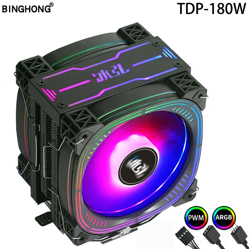 Tubo de Cobre Cpu Radiador Pwm 120 mm Argb Cpu Ventilador para Intel Lga 115×1200 1700 1356 Amd Am4 x 79×99 2011motherboard Cpu Radiador 6