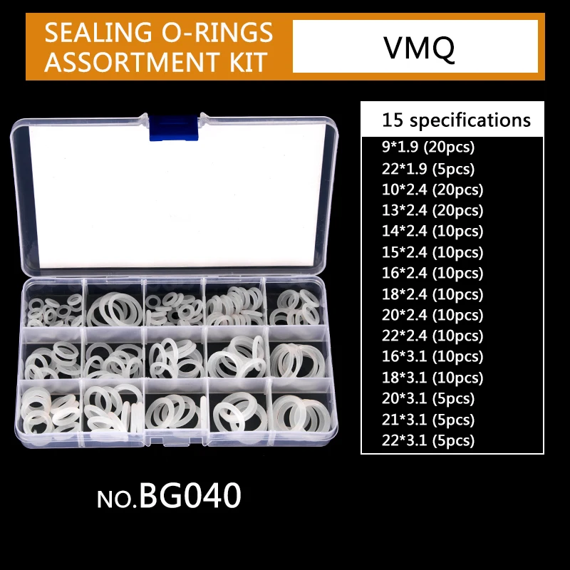 PCP Paintball Sealing O-rings OD 6mm-30mm CS 1.5mm 1.9mm 2.4mm 3.1mm White Silicone O Rings Replacements 15 Sizes 160PCS BG040