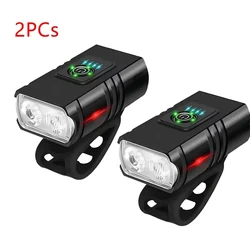 USB Rechargeable Waterproof LED Front Bike Light with Power Display (Bike light A 2PCS)