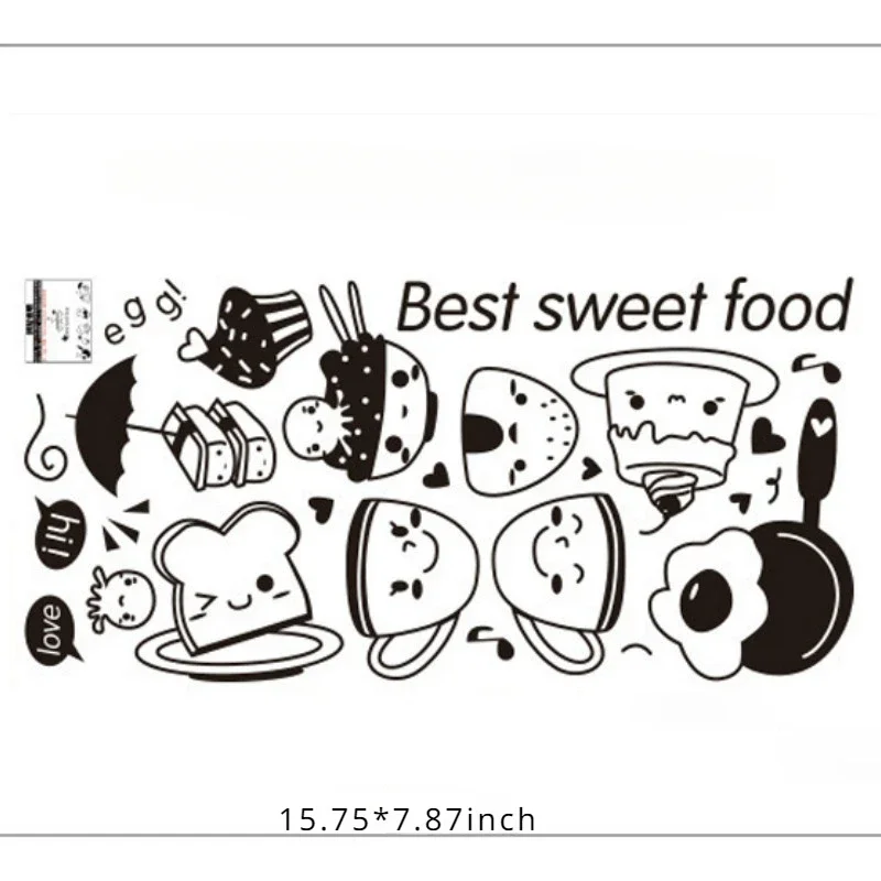 Adesivi murali rimovibili Decorazione della parete della stanza Ristorante Cucina Cucina occidentale Frigorifero Adesivi per caffè 5