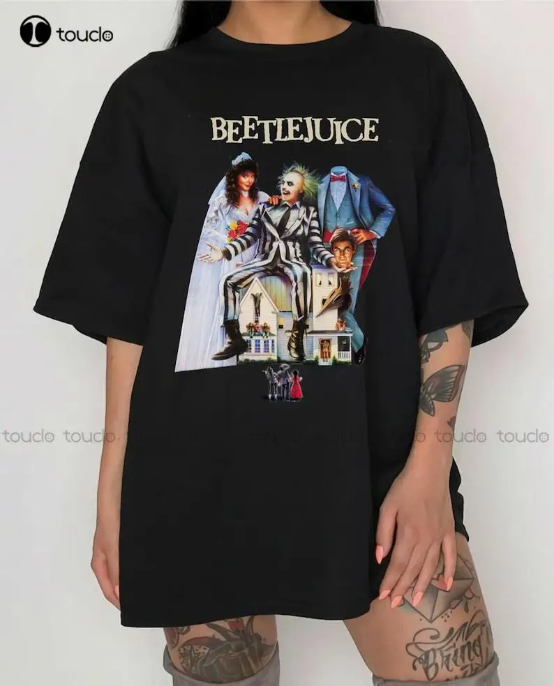 

Beetlejuice 1988 рубашка из фильма, винтажная, страшная, женская, хлопковая, уличная, простая, винтажная, Повседневная футболка, искусственная, уличная одежда