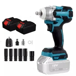 18V 2 In 1 Brushless Electric Impact Wrench 1/2Inch Power Tools 15000Amh Li Battery LED Light Adapt To Makita Battery