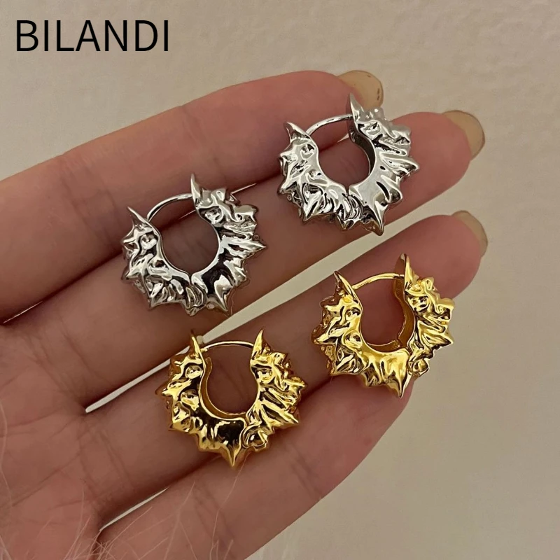 

Bilandi Fashion Jewelry Popular Buckle Metal Hoop Earrings For Women Party Gifts Simply Design Ear Accessories Hot Sale