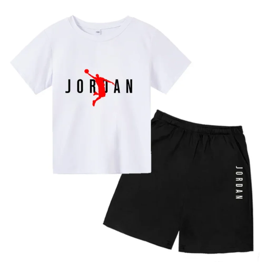 Basketball star Printing Children's T-shirt Tops + Shorts Fashion Leisure Clothing Toddler 3-12 Year Boys Girls Round neck Set Kids Sports Suit