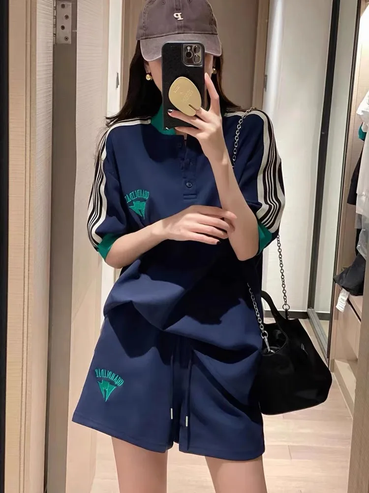 Women's Fashion Casual Two-piece Shorts Summer Street Sportswear Short-sleeved T-shirt Tops Shorts Oversized with Suit