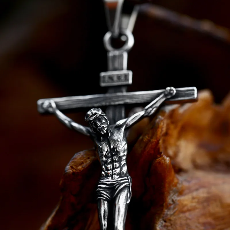 Pendentif Croix Jésus En Acier Inoxydable Plaqué Or Pour Homme Collier De Bijoux Chrétiens Avec Boîte Chaîne Pour Anniversaire