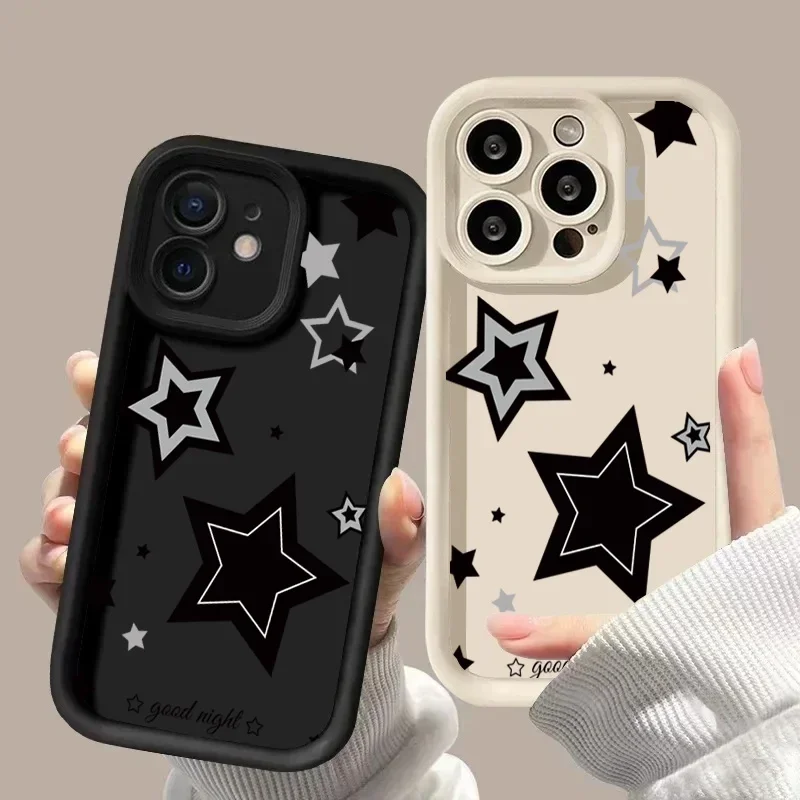 Y2K Pink Stars Soft Matte Silicone Phone Case Cover