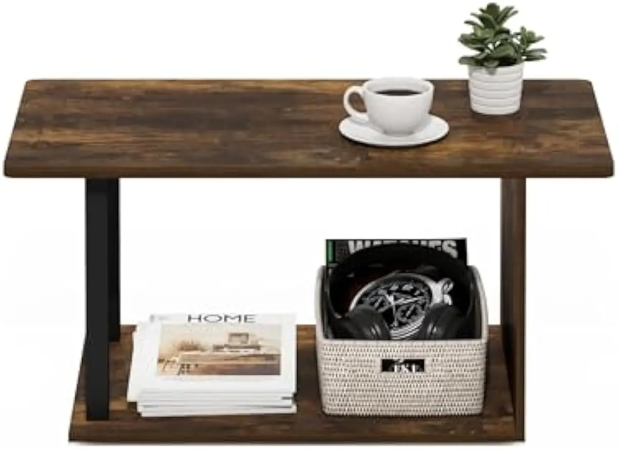 Basic Home Living Coffee Table, Amber Pine/Black 6
