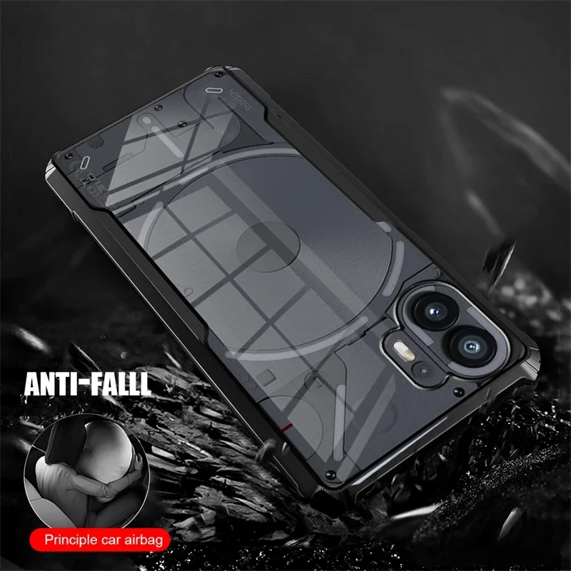 아무것도 전화를 위한 투명 아크릴 헤비 듀티 충격 방지 코크(2) 5G 케이스 Nothingphone(2) 5G TPU 소프트 프레임 보호 Fundas