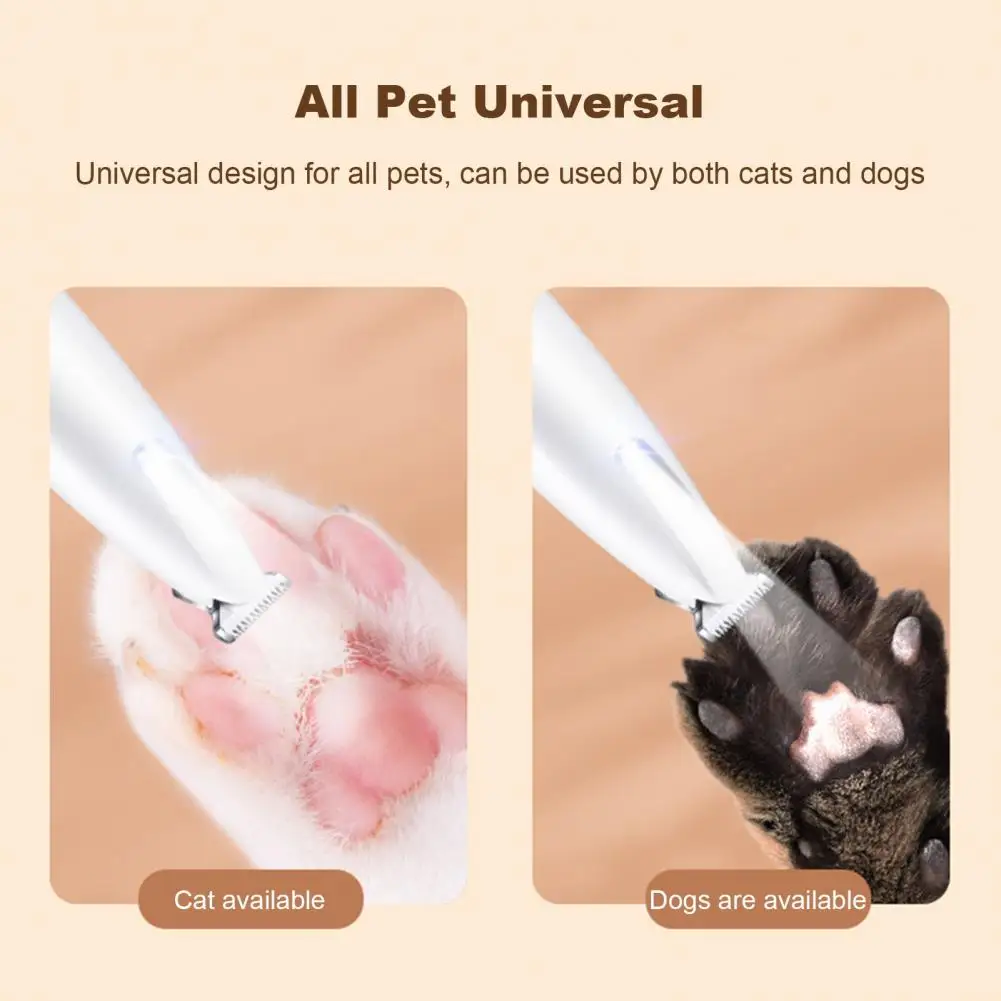 Pet Hair Trimmer with Safety Features Noiseless Pet Grooming Tool Rechargeable Dog Trimmer with Led for Quiet for Eyes Cats