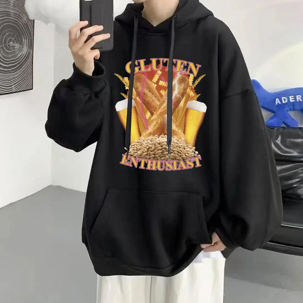 

Gluten Enthusiast Funny Beer Print Hoodies Men Women Fashion Bodywarmer Sweatshirt Oversized Hip Hop Hoodie Streetwear Tracksuit