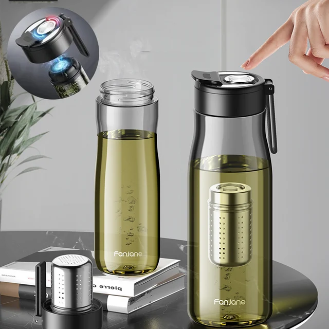 FANJANE Upgraded Magnetic Tea Cup with Tea Infuser -20 To 100℃ BPA FREE 1000ml Sport TRITAN Plastic Water Bottle Cup with Filter