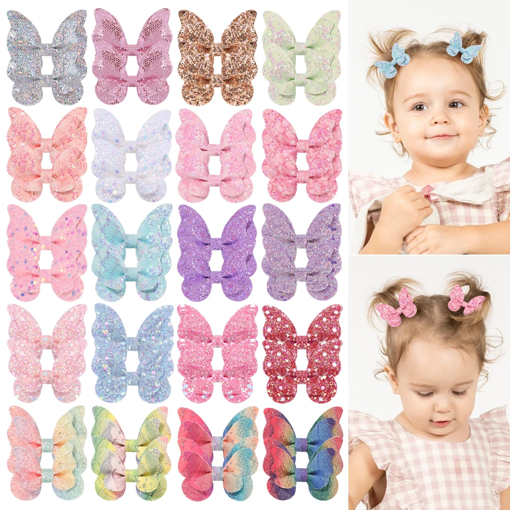 2PCS/set Girls Sequin Color Matching Butterfly Princess Hairpins Hairgrip Headwear Children Hair Clips Baby Hair Accessories