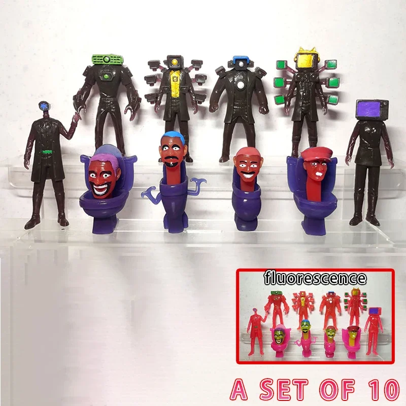 

Skibidi Toilet Action Figure Model Toys for Boys Anime Figure Doll Fluorescent Keychain for Halloween Decoration Birthday Gifts