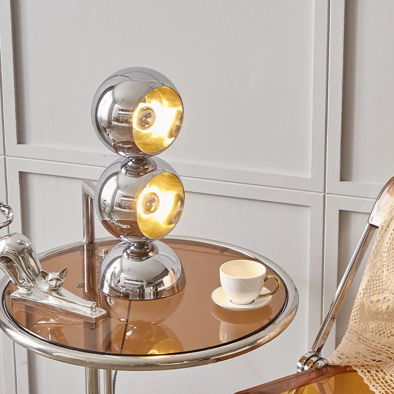 

Modern Chrome Desk Lamp Bedroom Atmosphere Decoration Lighting Fixtures Parlor Hotel Room Creative Table Lights Art Decor