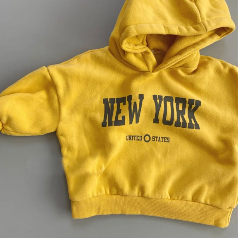 Children Sweatshirt Winter New Fashion Letter Print Baby Fleece Hoodie Toddler Boy Long Sleeve Warm Hooded Sweatshirt Baby Plus Velvet Hoodie
