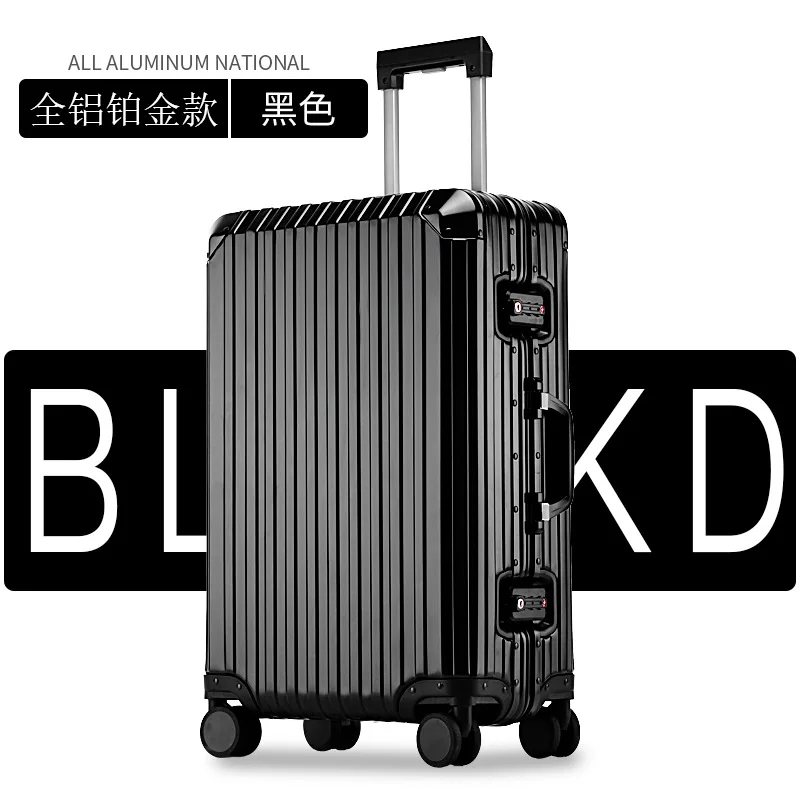 PLUENLI All-Aluminum Magnesium Alloy Trolley Case Metal Case Aluminum Alloy Luggage Password Suitcase