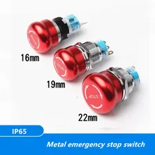 

16mm19mm 22mm mounting metal emergency stop switch e-stop push button switches