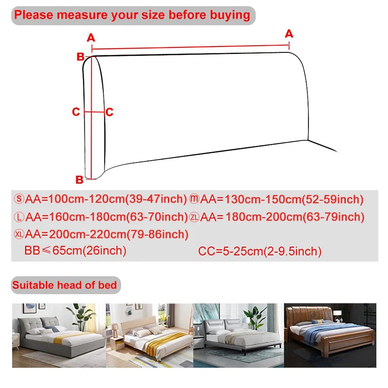 Solid Color Fabric Bed Head Cover All-inclusive Spandex Headboard Cover Elastic Furniture Protector for Hotel Home Living Room