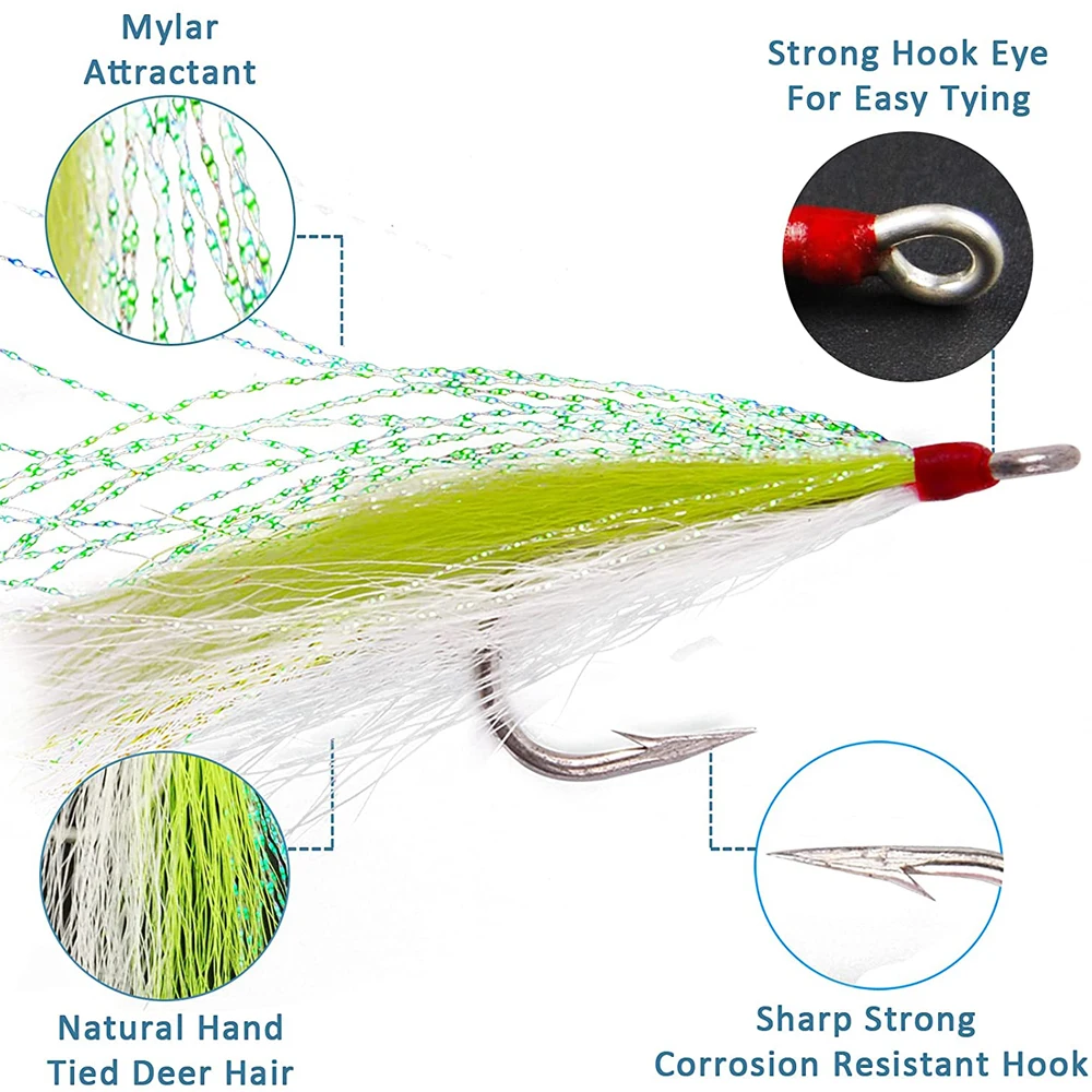 8Pcs/4Pcs Bucktail Teaser Angeln Haken Salzwasser Angeln Lockt Rig Edelstahl Angeln Jig Haken Für wels Bass – Detail 3