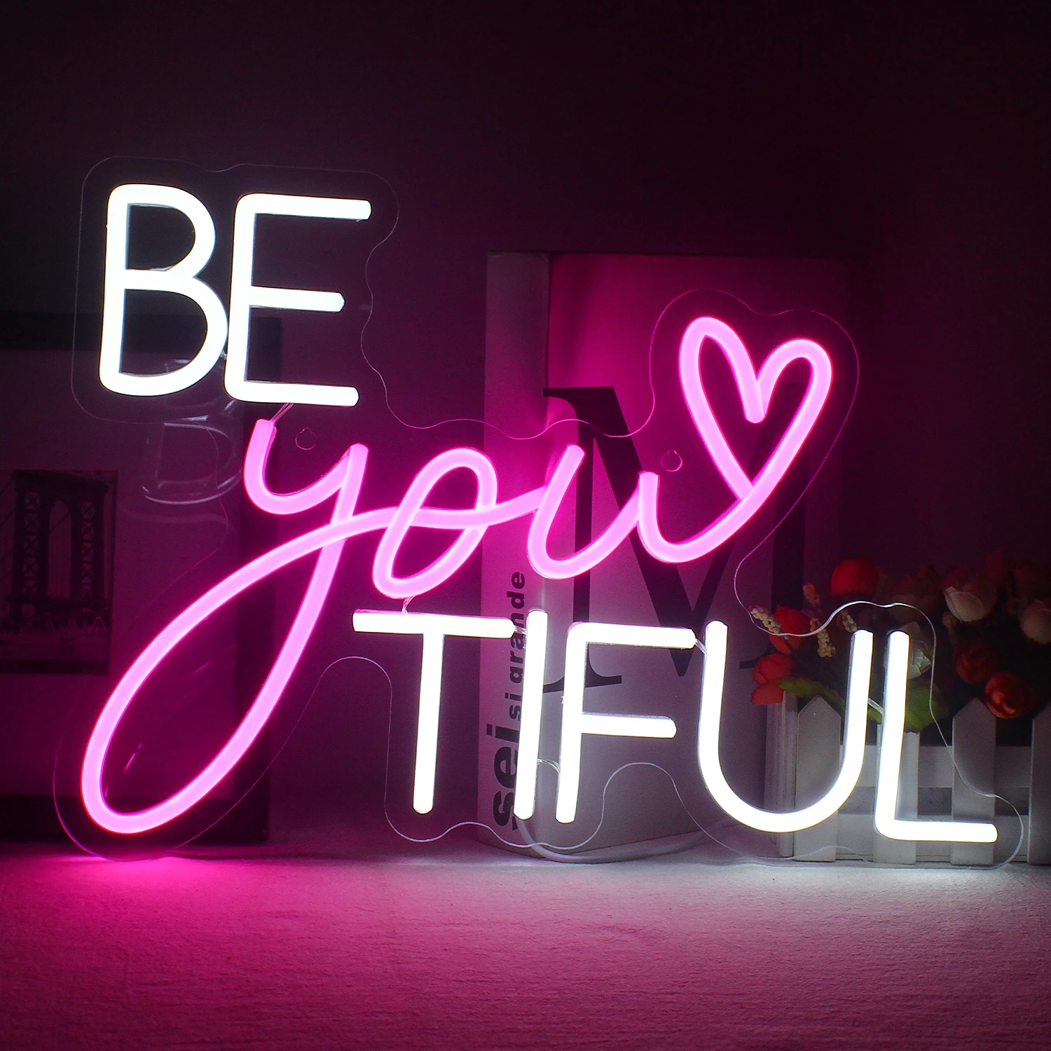 

Neon Sign Be Your TIFUL LED Light Wall Room Art Decor Home Bedroom Gaming Room Party WallDecoration Creative Gift ART Neon Lamps