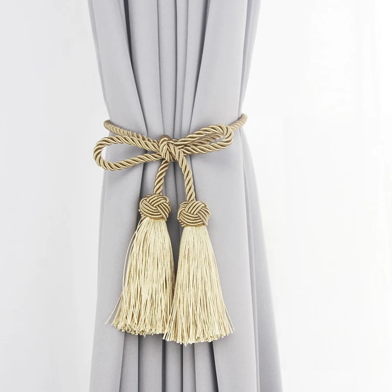 1Pair Tassel Curtain Tieback Room Accessories Curtain Buckle Holder Rope Handmade Weave Tassel Fringe Bandage Home Decoration 4