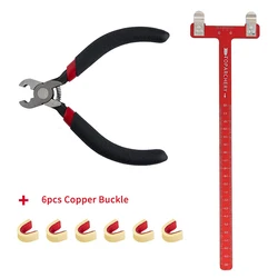 1set Archery T Ruler Copper Buckle Pliers Set BowString Nocking Point  Measure And Fixed D Loop Nock Shooting Accessories
