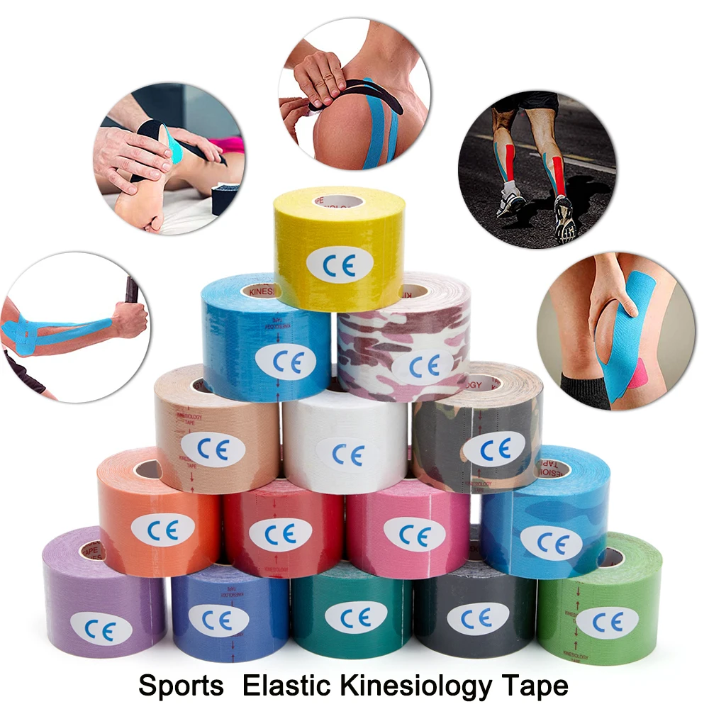 

Kinesiology Tape First Aid Bandage Sports Cotton Elastic Adhesive Strain Injury Tape Knee Muscle Pain Relief Sticker Gym Kneepad