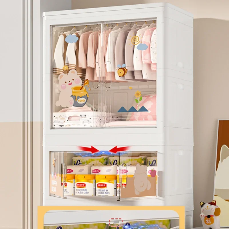 Plastic Household Children Wardrobes Plastic Bedroom Cabinet Kids Wardrobes Baby Placard Enfant Home Furniture MR50CW