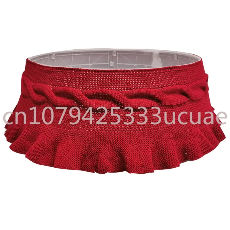 Crimson knit acrylic Christmas tree base ornament to tree collar christmas