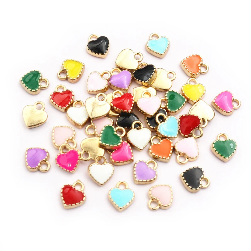 

50 шт. 7x8 мм маленькие красочные подвески в виде сердца из сплава милые подвески в виде любви для браслета DIY ожерелья аксессуары для изготовления ювелирных изделий