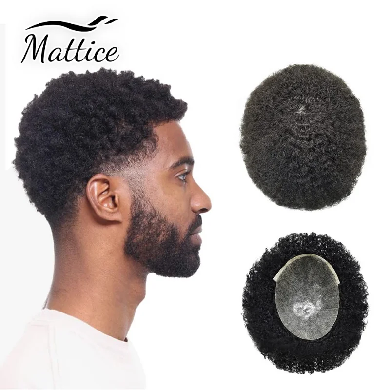 

Afro Kinky Curly Hair Wigs Toupee for Black Men Human Hair Piece Wavy Men Toupee Hairpieces Full Poly Thin Skin Men Replacement