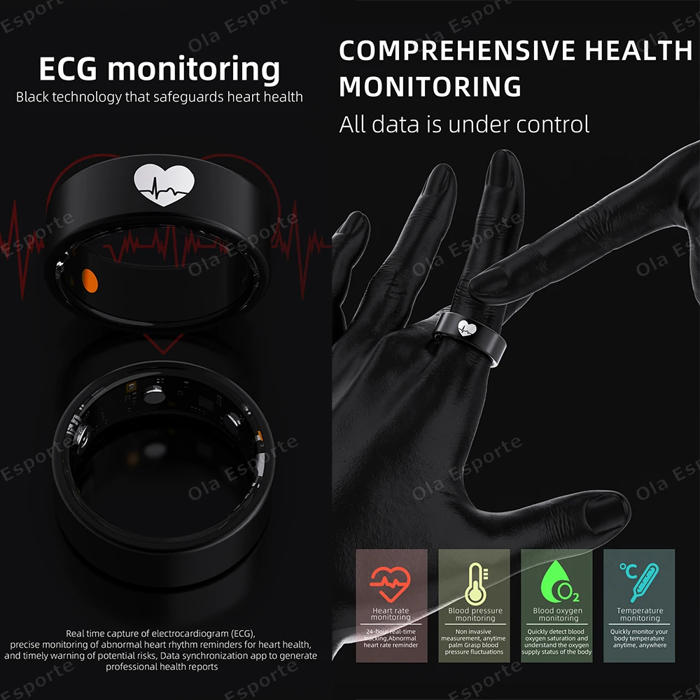 2026 Lovers Intelligent Smart Ring ECG Detection Blood Pressure,Heart Rate Ring,Body Temperature Waterproof Men Women Smartring 4