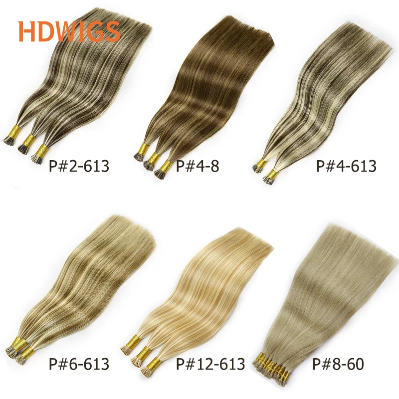Straight Human Hair Extension I-Tip Capsule Keratin for Hair 40g 50g Natural Brazilian Human Extensions Thick End 30%