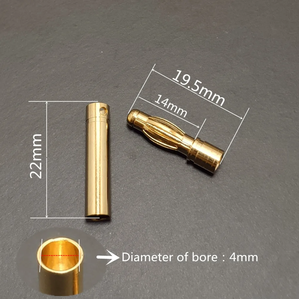 100PCS Gold Banana Plug Connectors - 2mm 3.5mm 4mm Male Female Bullet Plugs For RC Batteries & Motors