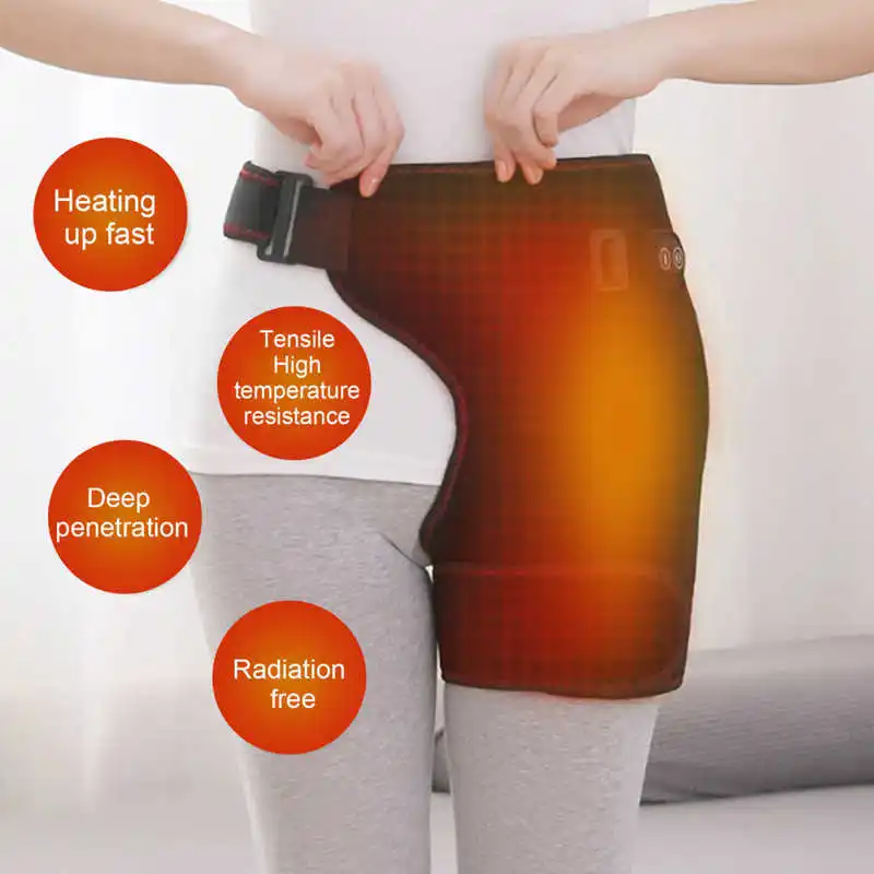 Electric Heated Hip Brace Hot Compress Hip Groin Thigh Support Wrap For