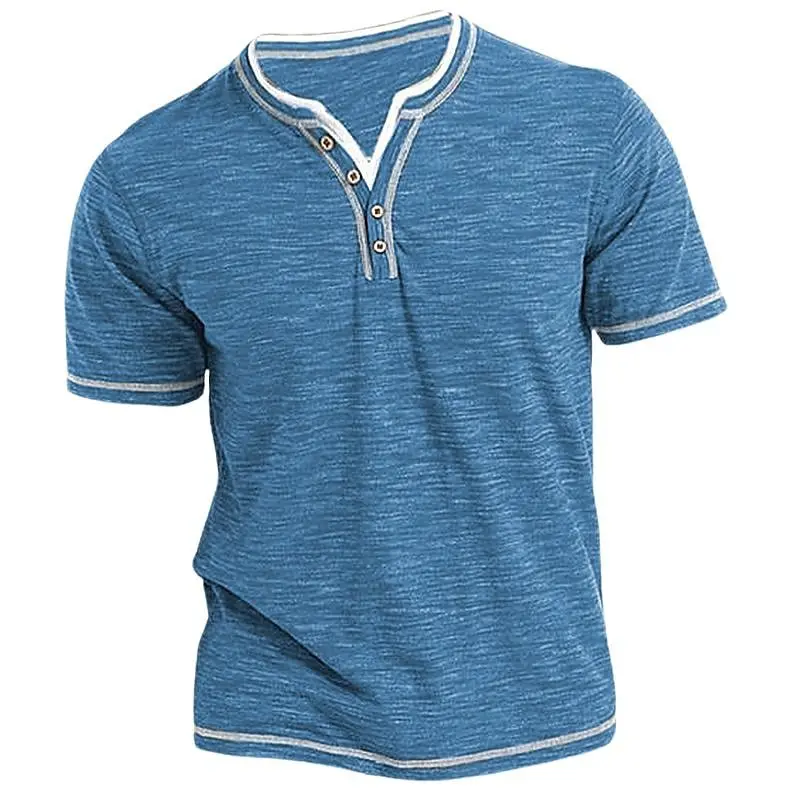 

Men's Plain Henley Shirt Round Neck T-shirt Summer Cotton Comfortable Fashion Short Sleeve Casual Street Wear Sports Basic Top