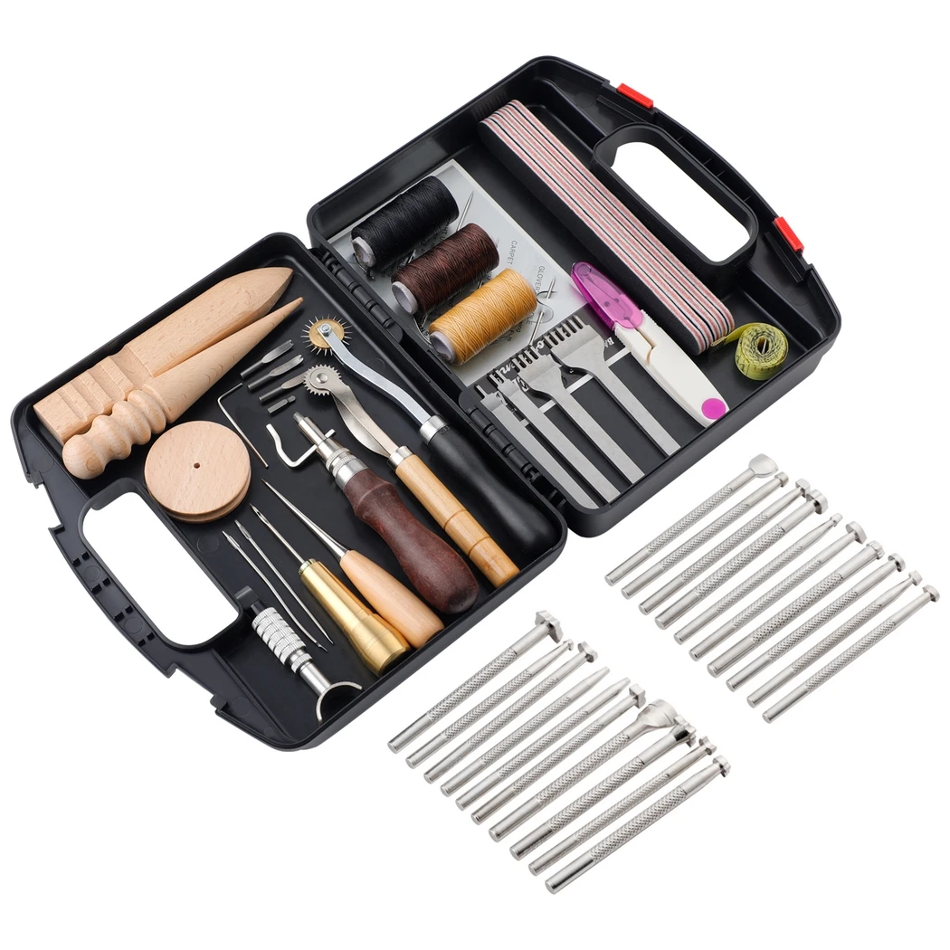 Leather Craft Working Tools Stitching Sewing Kit Repair Set Portable DIY Leather Working Supplies Stitching Groover Set Tools