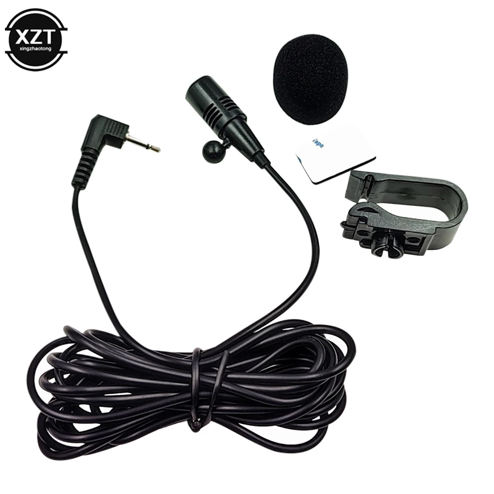 Car Sticky Microphone 2.5mm Connector Plug Car Pioneer Microphone Stereos Radio Receiver Bracket and Windproof Foam