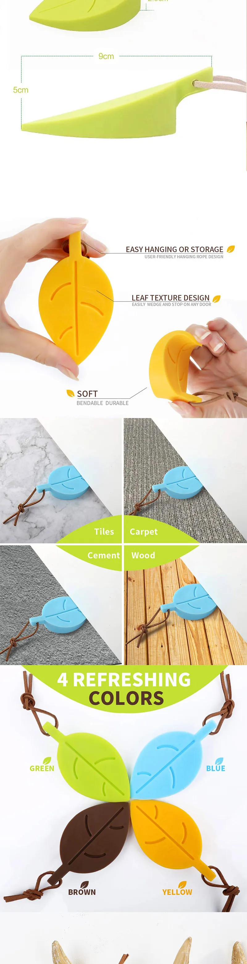 Kinder 4-Farbe Cartoon Blatt Tür Stopper Anti-Clip Hand Gerät Sicherheit Liefert Infant Sicherheit Tür Karte Silikon tür Stopper – Detail 2