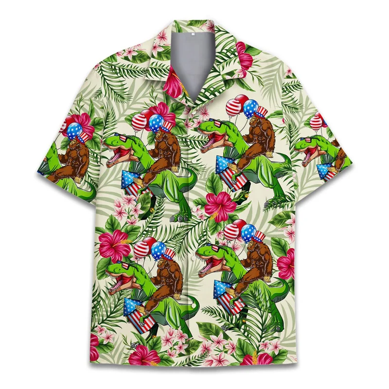 Cool 3d Print Monkey Orangutan Hawaiian Shirt For Men Summer Holiday Shirts Button Short Sleeve Street Beach Surf Aloha Shirt 5