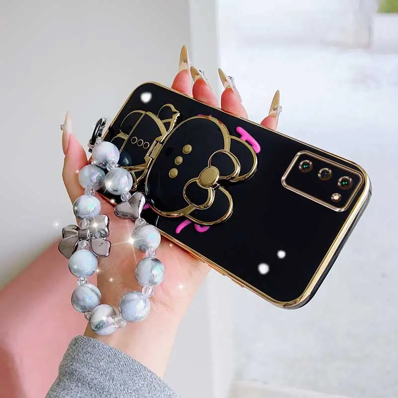 Charming Floral Phone Accessory Set: Case, Lanyard & Rabbit Stand