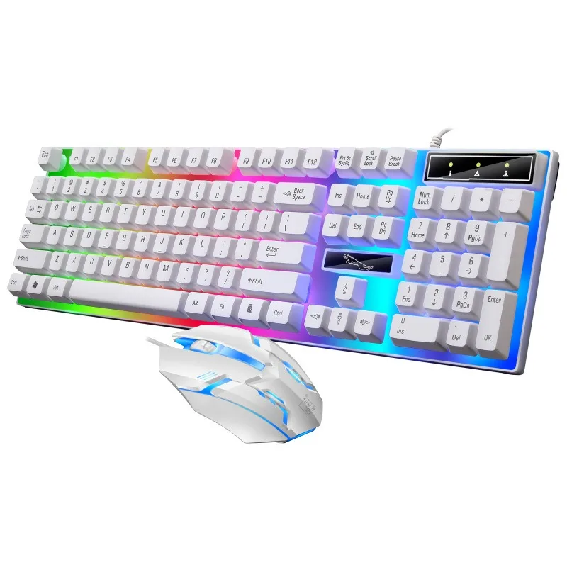 게이머 키보드 및 마우스 콤보 세트 RGB LED 104키 유선 게이밍 키보드 마우스 세트 노트북 데스크탑 PC 태블릿용